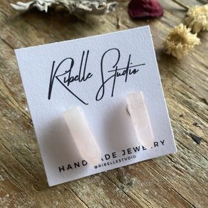 Rose Quartz Stud Earrings Rock Crystal Gemstone Long Dangle Studs Boho Chic